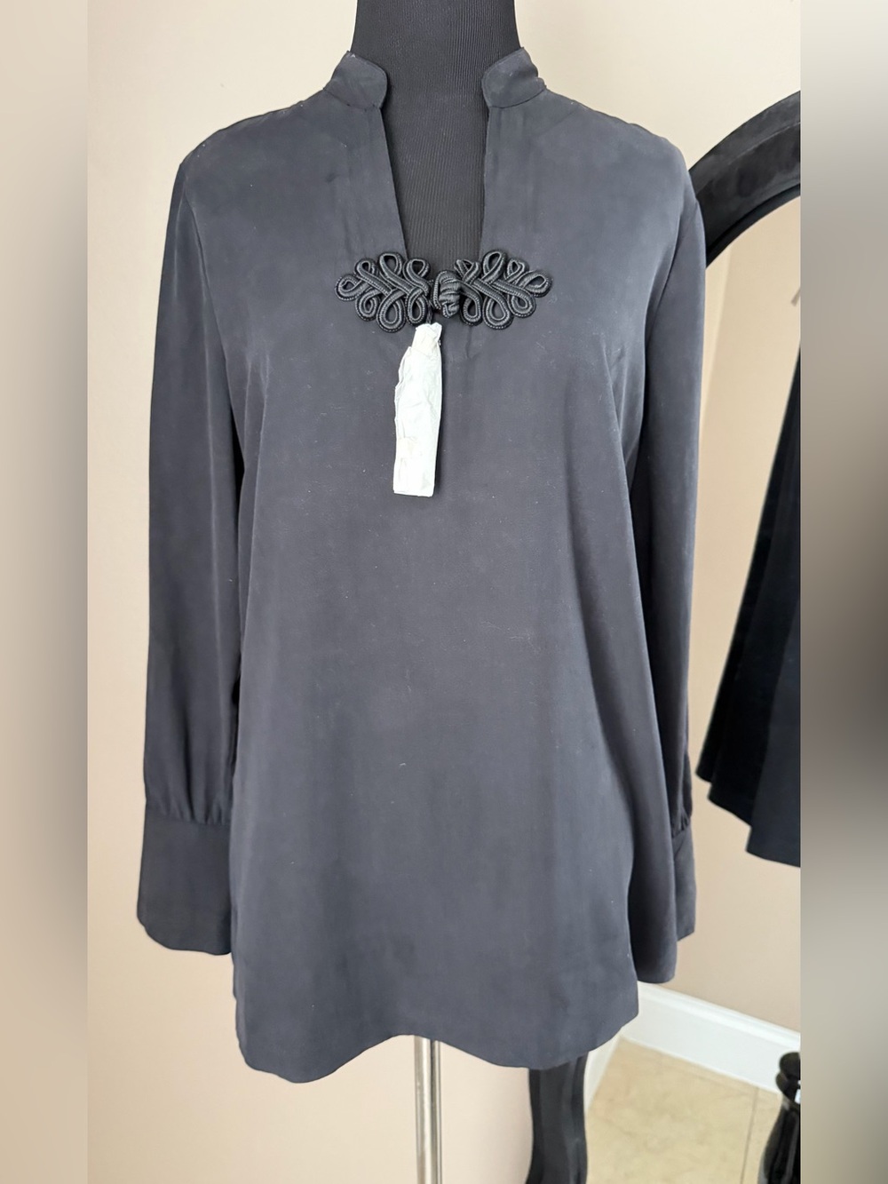 Soft Surroundings 100% Silk Tunic Blouse with Soutache Detail – Size 6